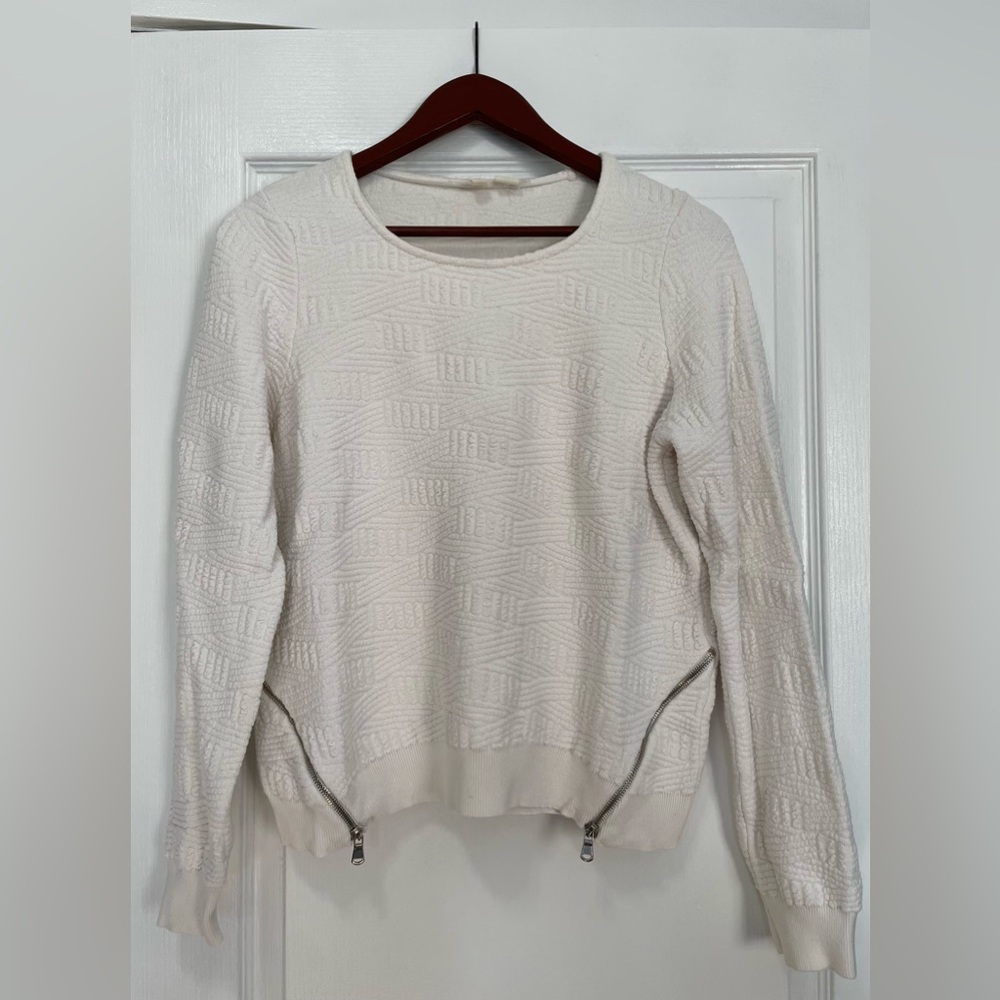 Moth White Textured Sweater